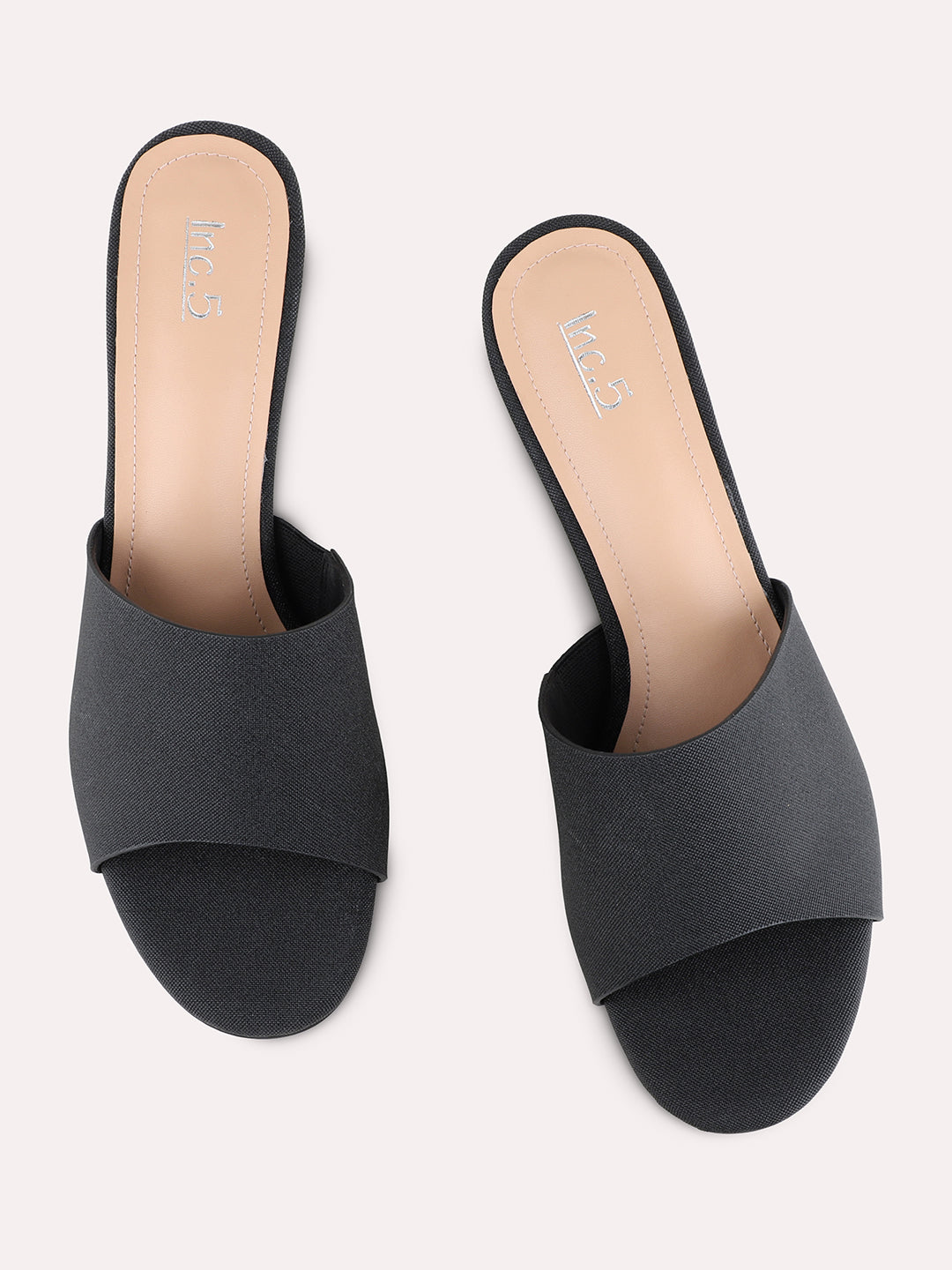 Womens Black Party Wear Solid Square Toe Block heels