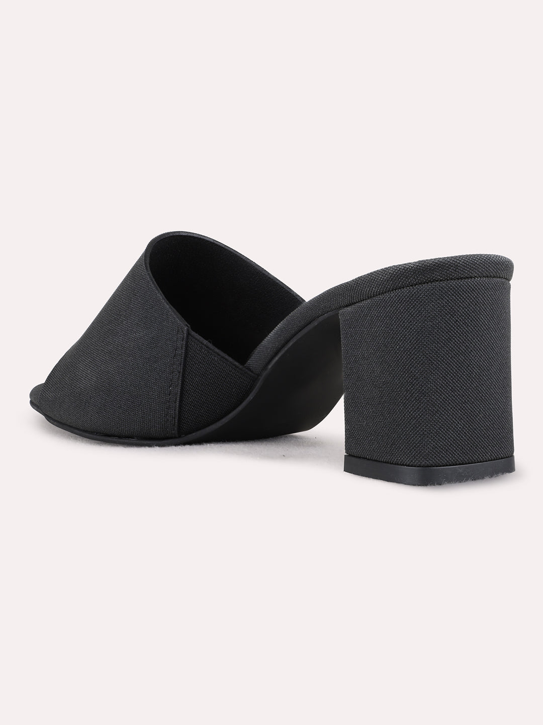 Womens Black Party Wear Solid Square Toe Block heels
