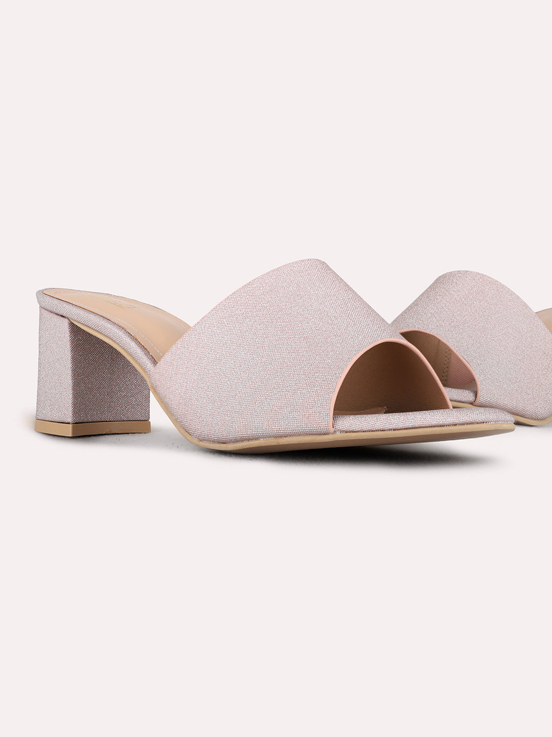 Womens Rose Gold Party Wear Solid Square Toe Block heels