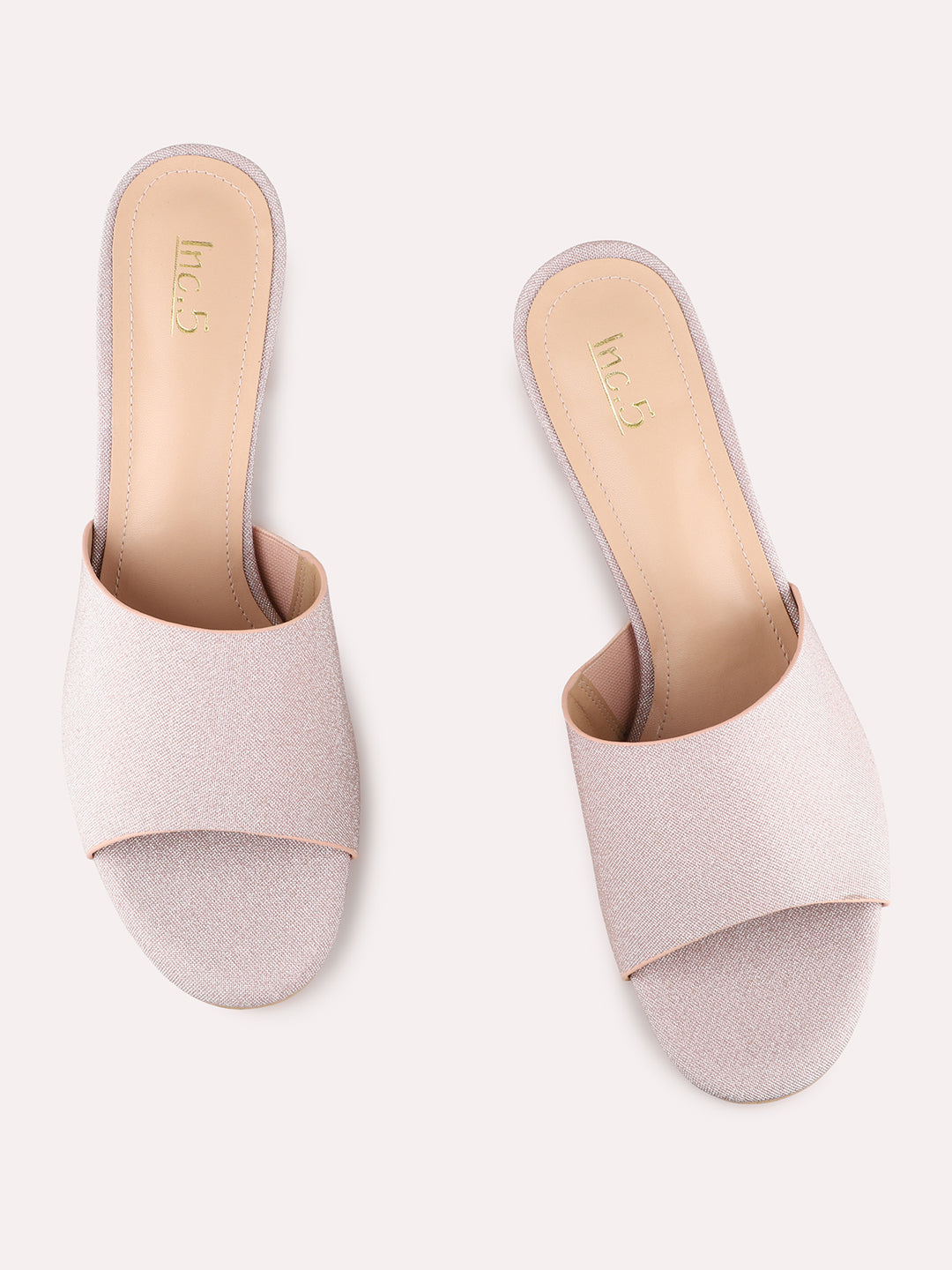 Womens Rose Gold Party Wear Solid Square Toe Block heels