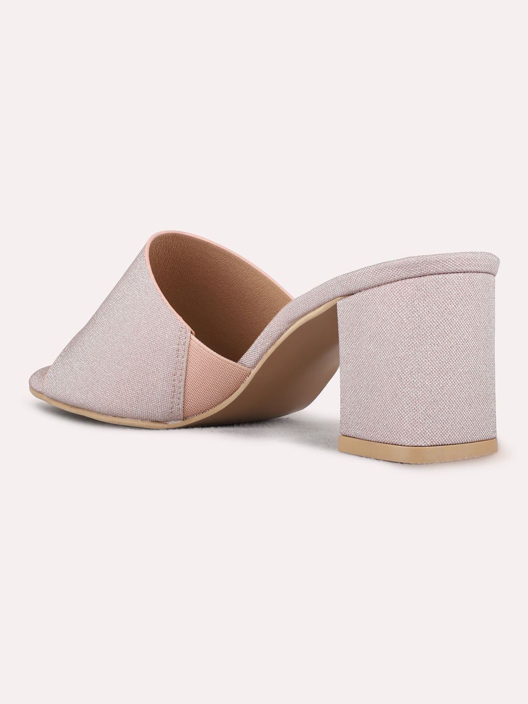 Womens Rose Gold Party Wear Solid Square Toe Block heels