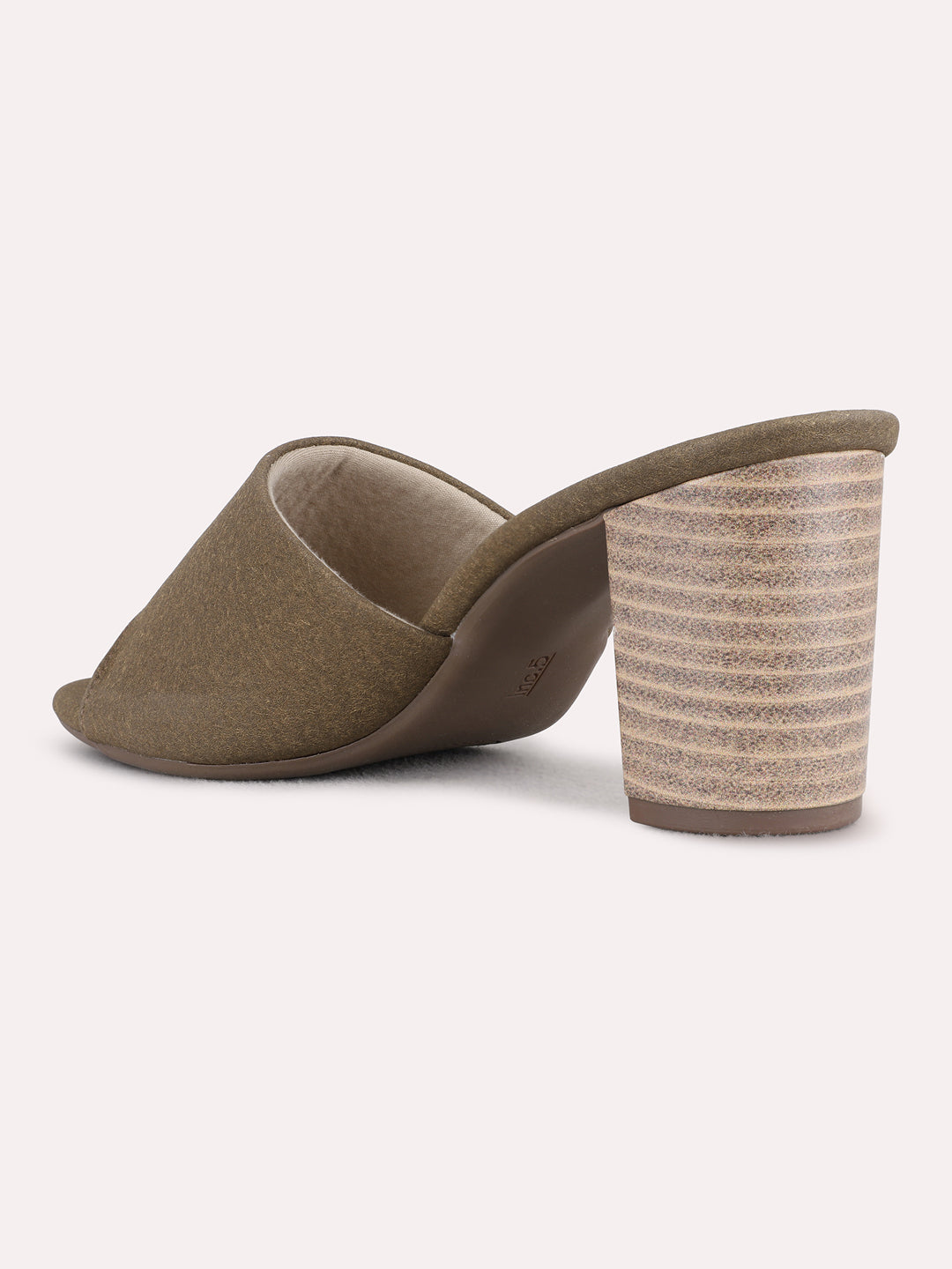 Womens Green Party Wear Solid Round Toe Block Heels