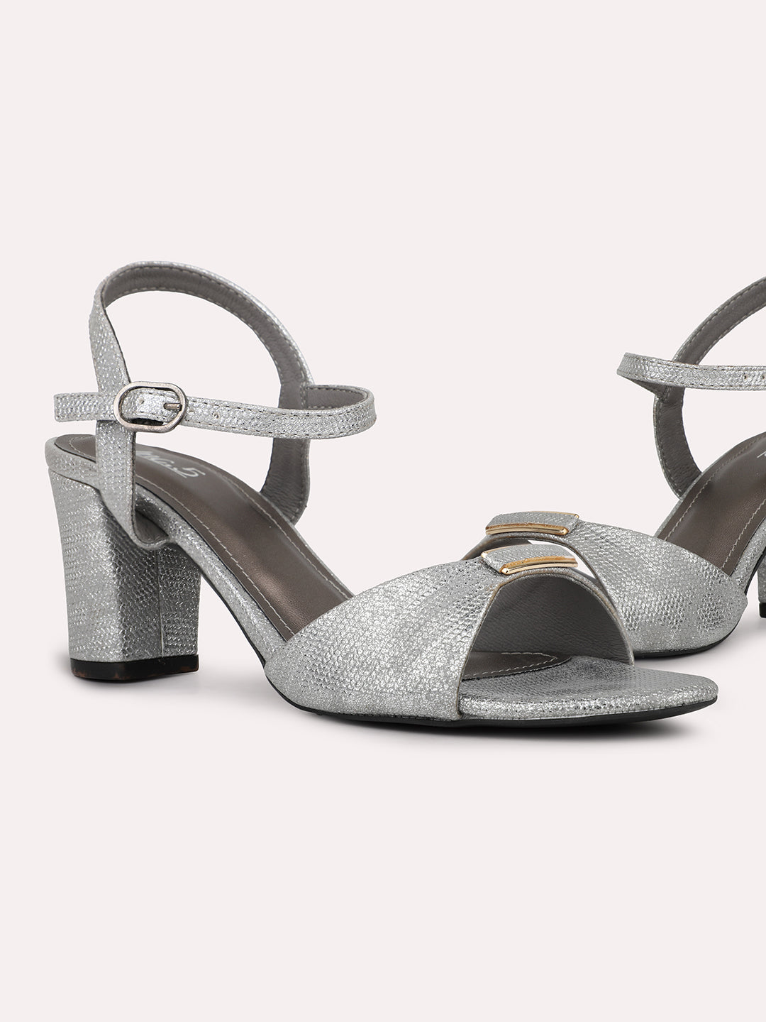 Womens Pewter Party Wear Solid Round Toe Sandals