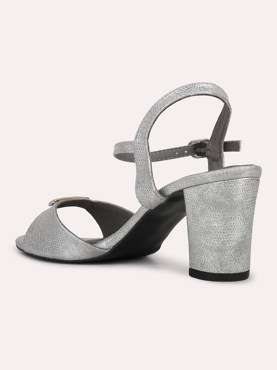 Womens Pewter Party Wear Solid Round Toe Sandals