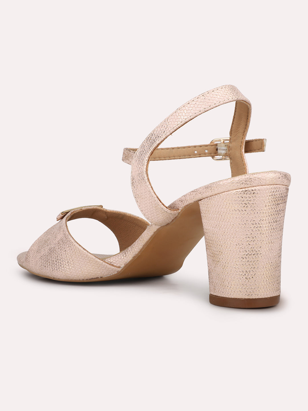 Womens Rose Gold Party Wear Solid Round Toe Sandals