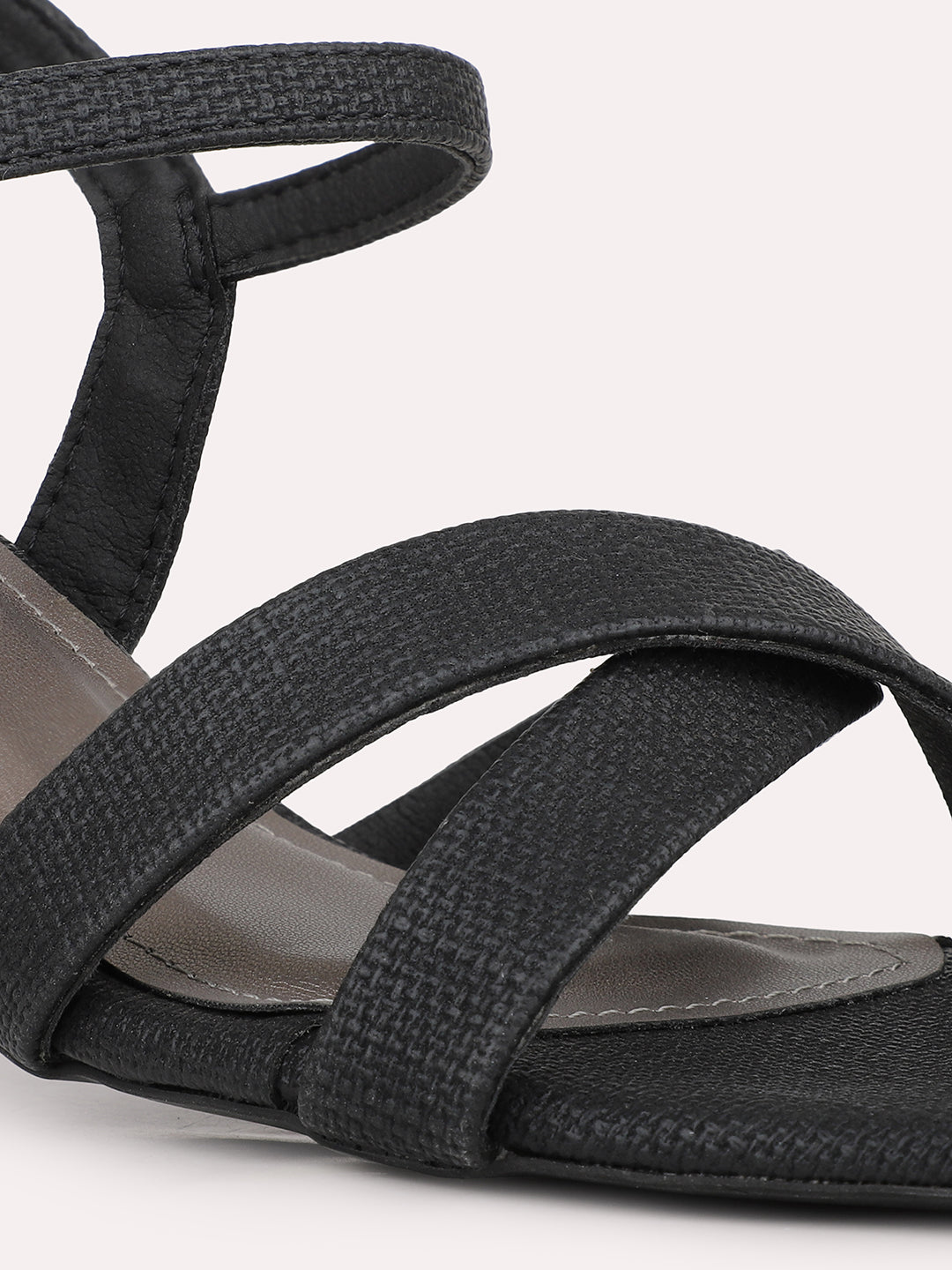 Womens Black Party Wear Solid Square Toe Sandals