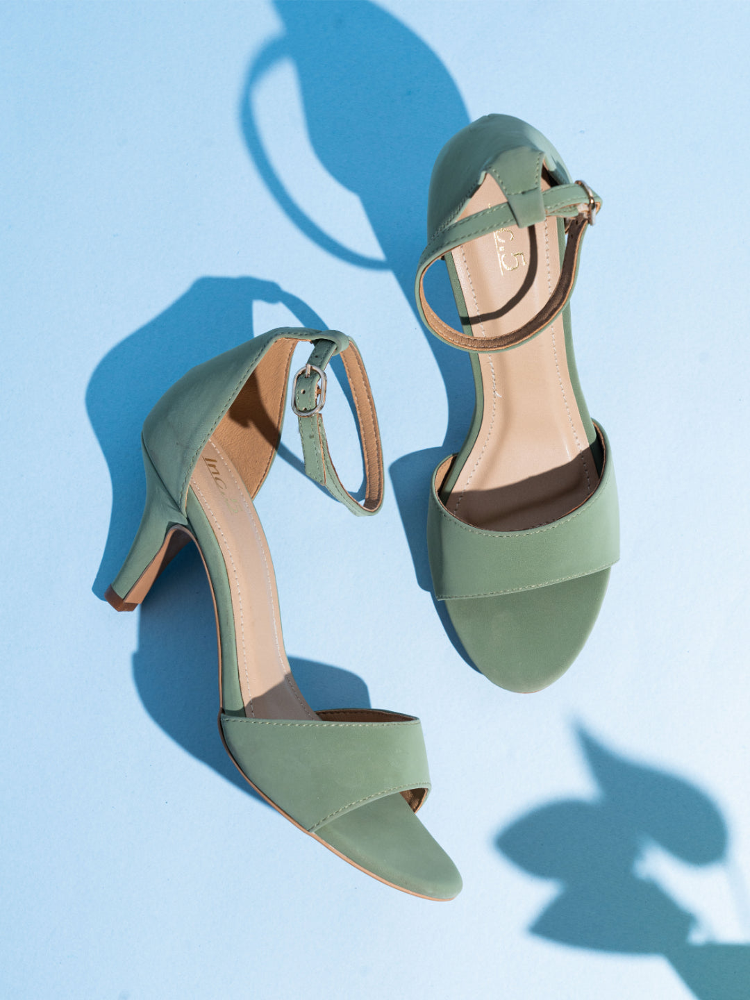 Womens Pastel Green Party Wear Sandals