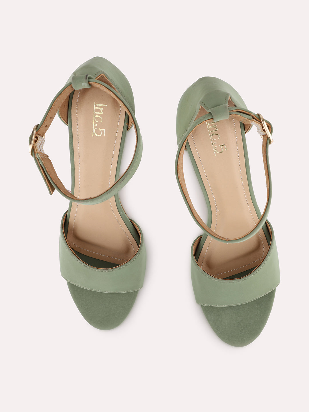 Womens Pastel Green Party Wear Sandals