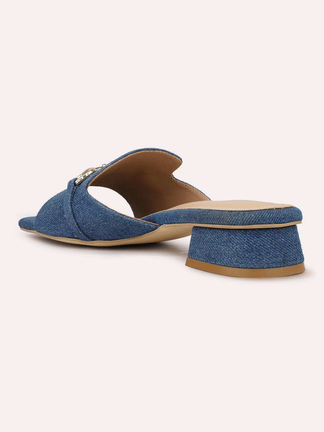 Womens Denim Navy Casual Square Toe Mules