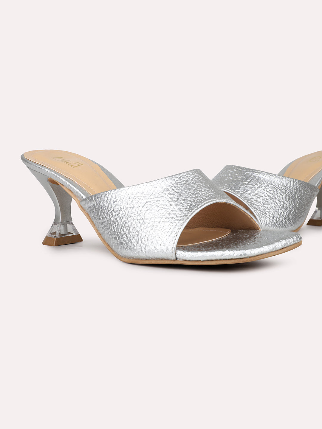 Womens Silver Party Wear Mules