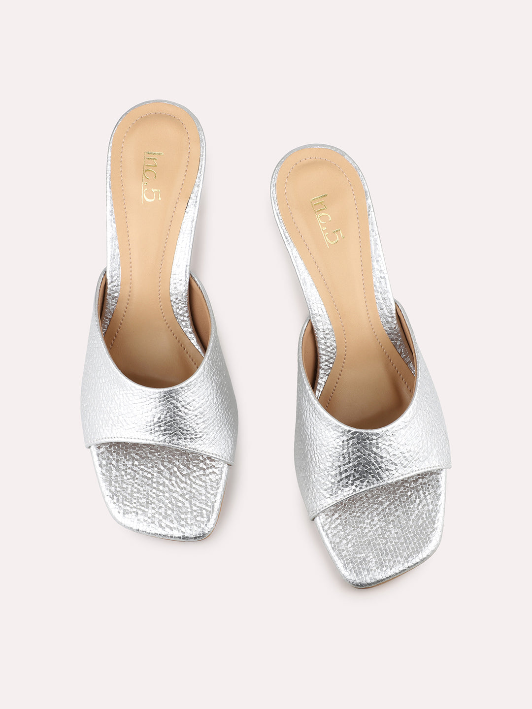 Womens Silver Party Wear Mules