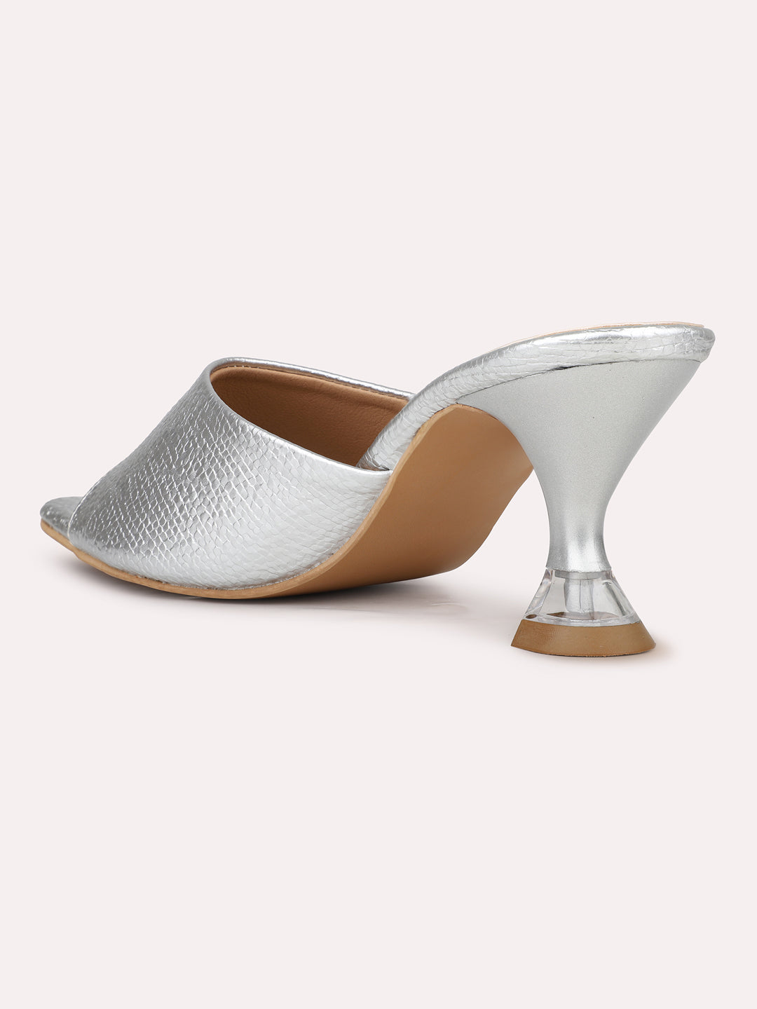 Womens Silver Party Wear Mules