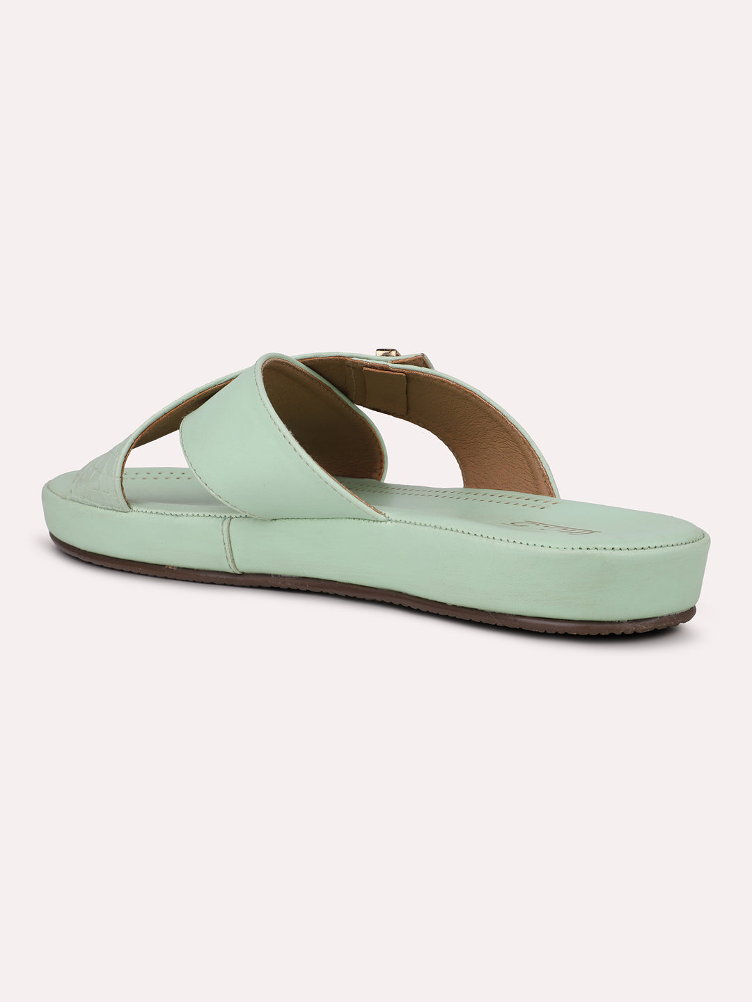 Womens Green Casual Open toe Flat Mules