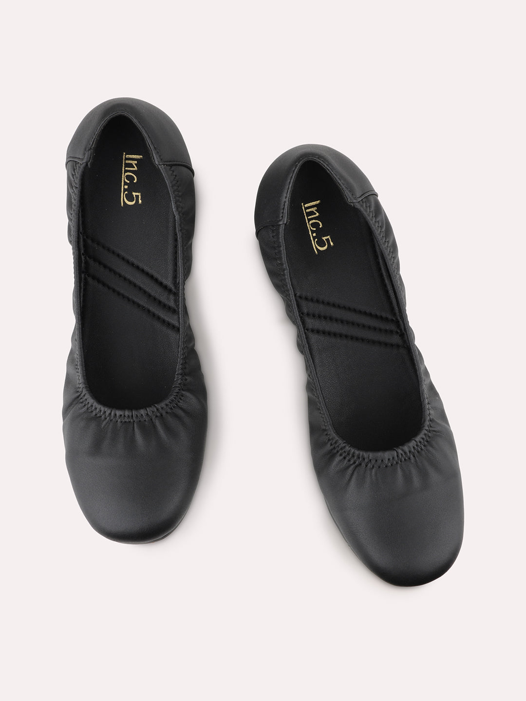 Women Black Round Toe Ballerinas Flats