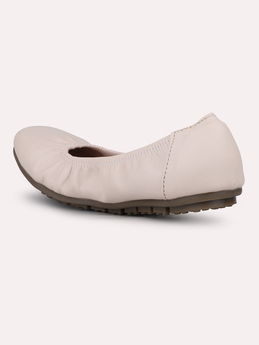 Women Cream Round Toe Ballerinas Flats