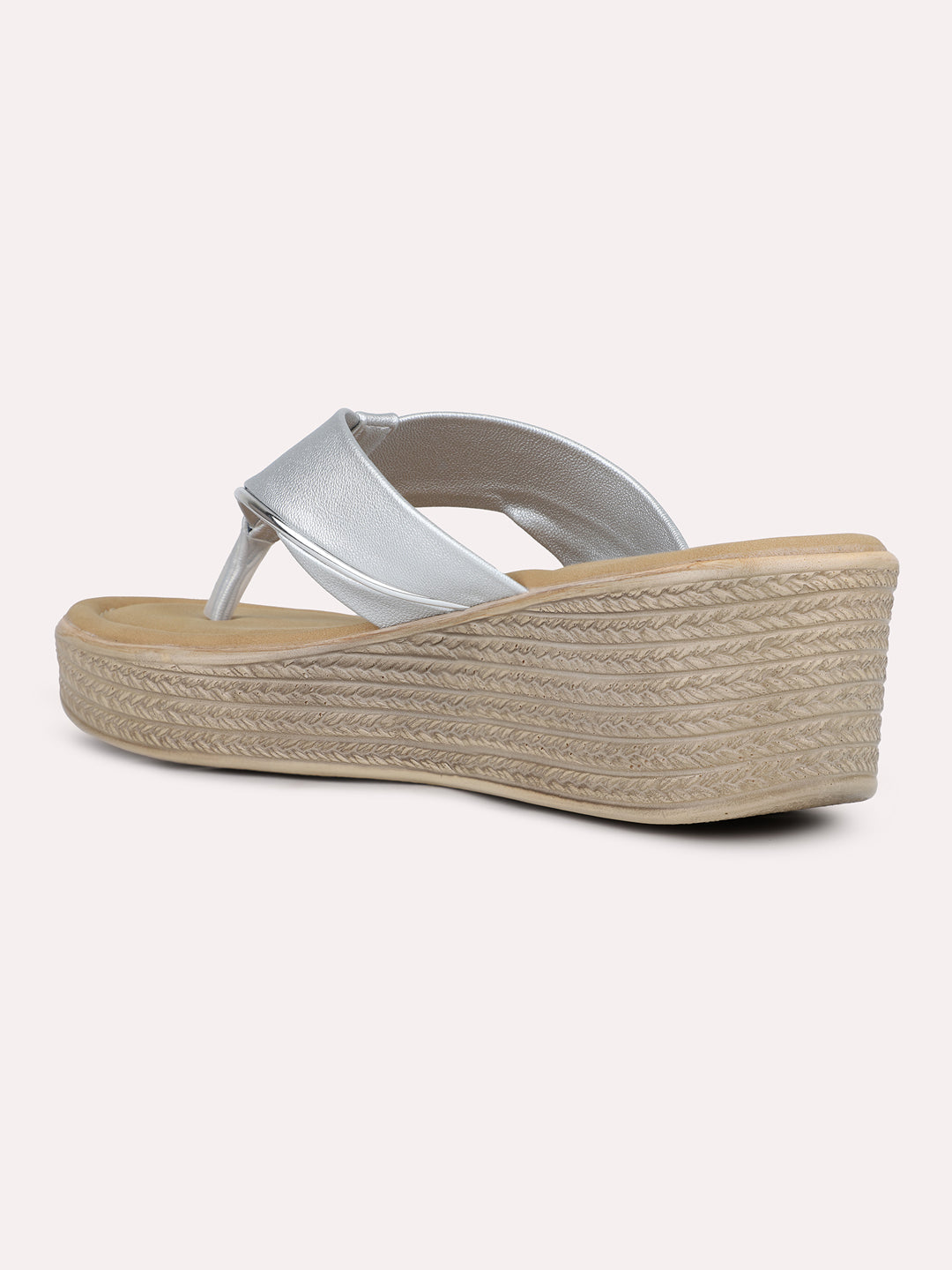 Womens Silver Party Wear Wedge Sandals