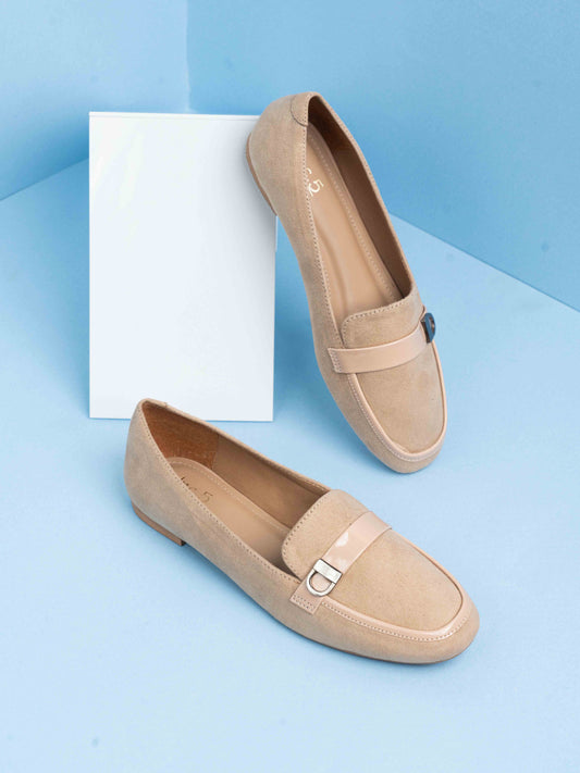 Womens Beige Casual Pointed toe Slip-On