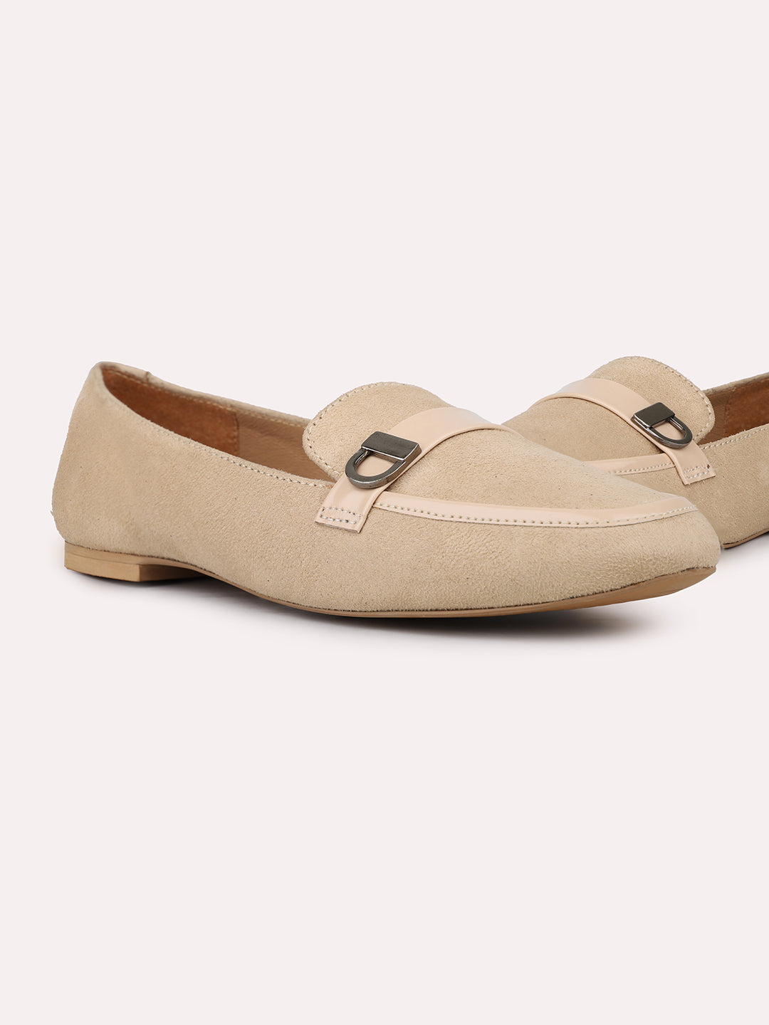 Womens Beige Casual Pointed toe Slip-On