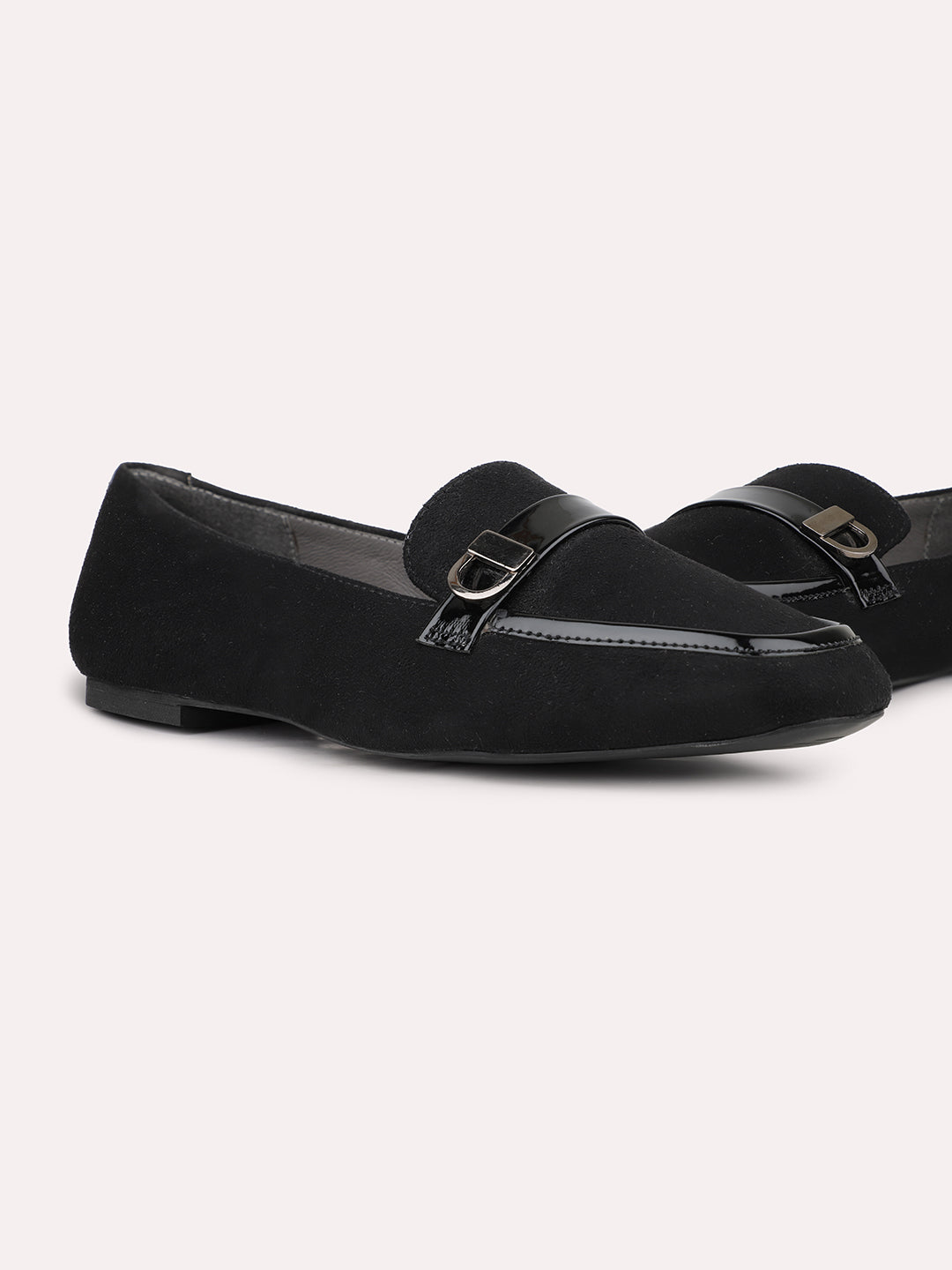 Womens Black Casual Pointed toe Slip-On