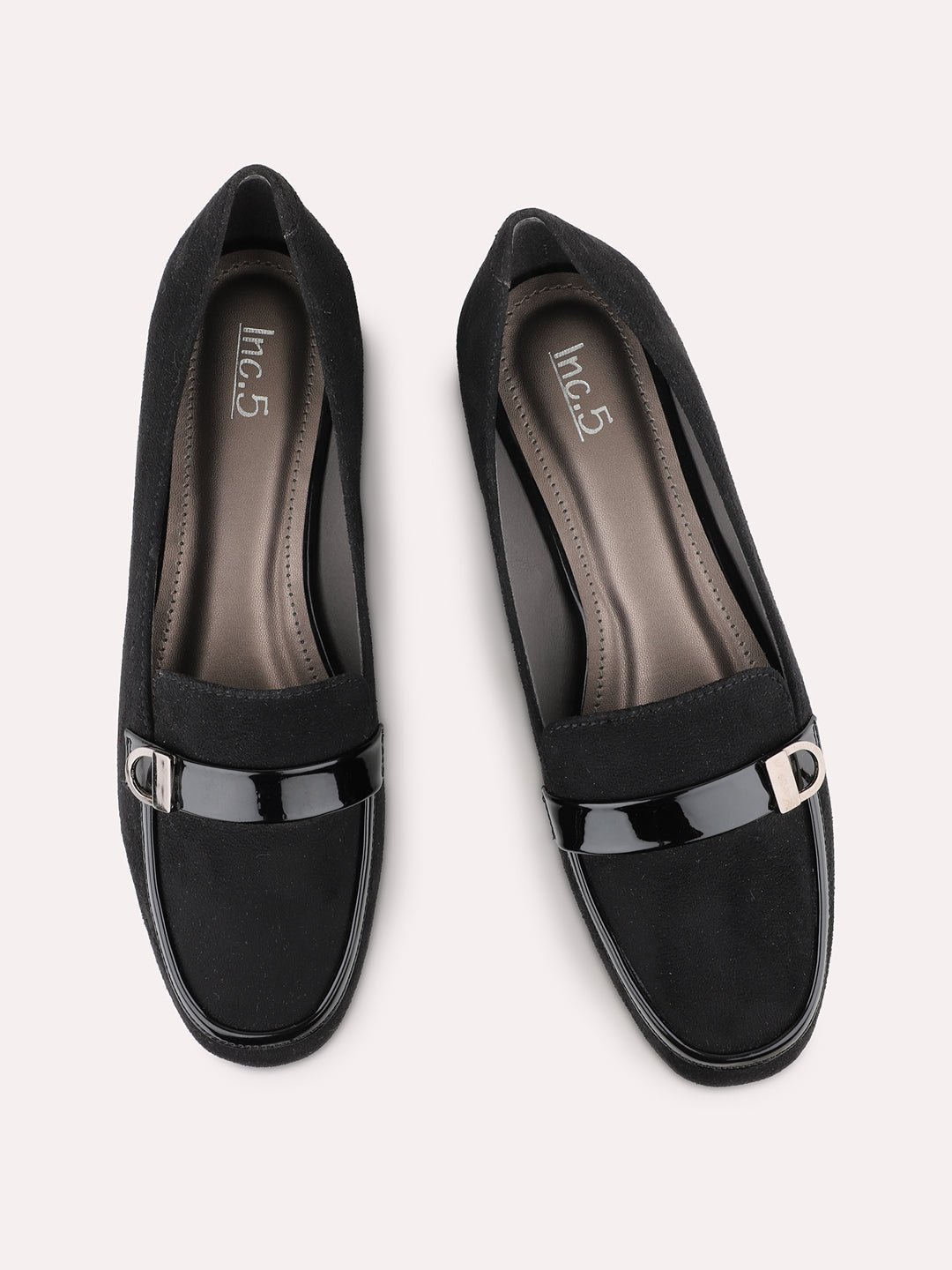 Womens Black Casual Pointed toe Slip-On