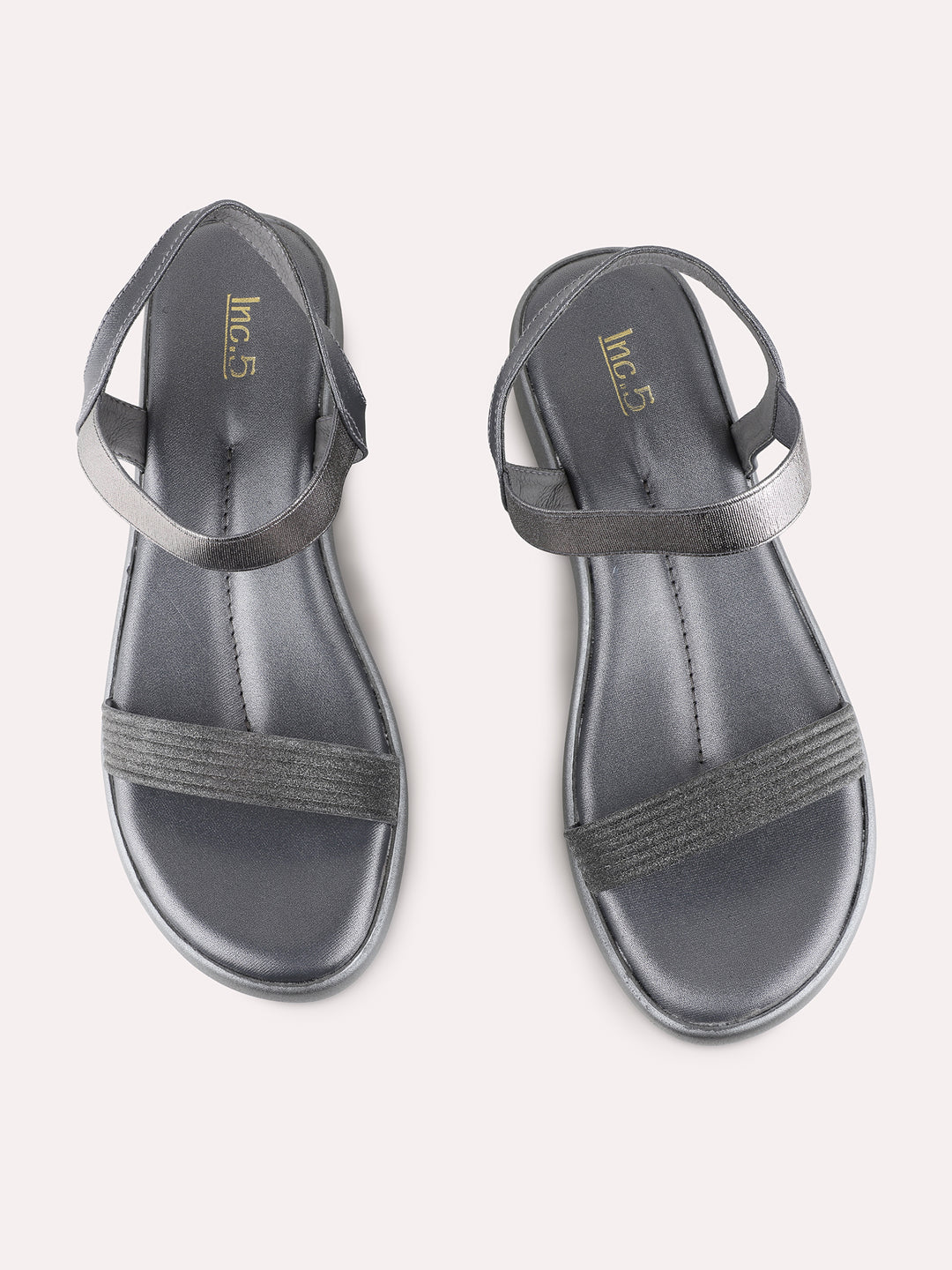 Womens Pewter Party Wear Solid Round Toe Wedge Heel Sandals