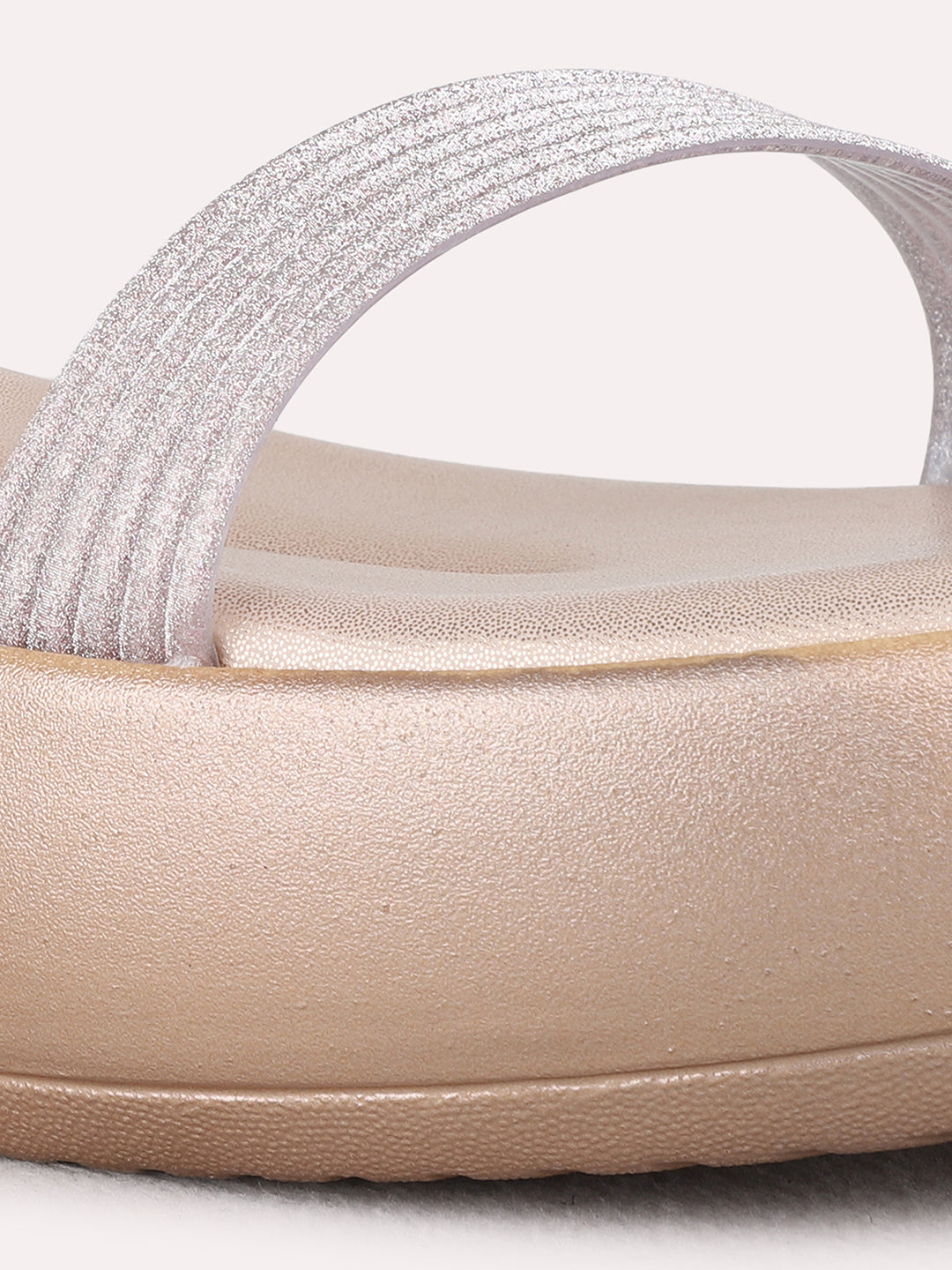 Womens Rose Gold Party Wear Solid Round Toe Wedges Heel