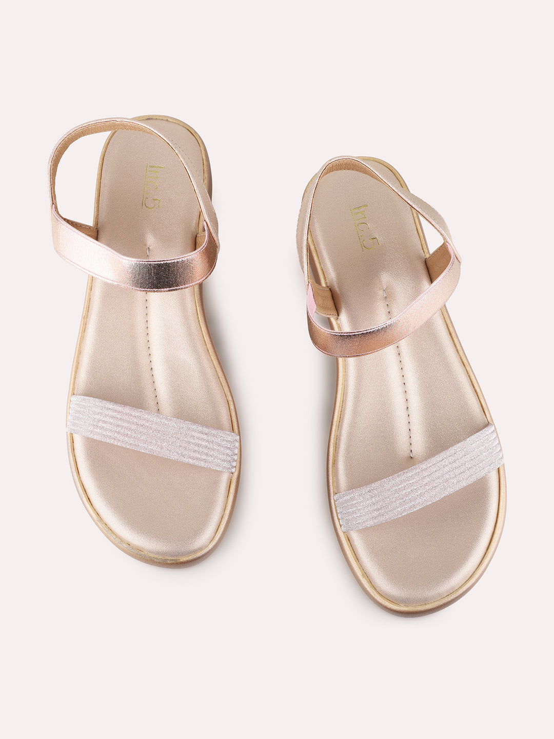 Womens Rose Gold Party Wear Solid Round Toe Wedges Heel