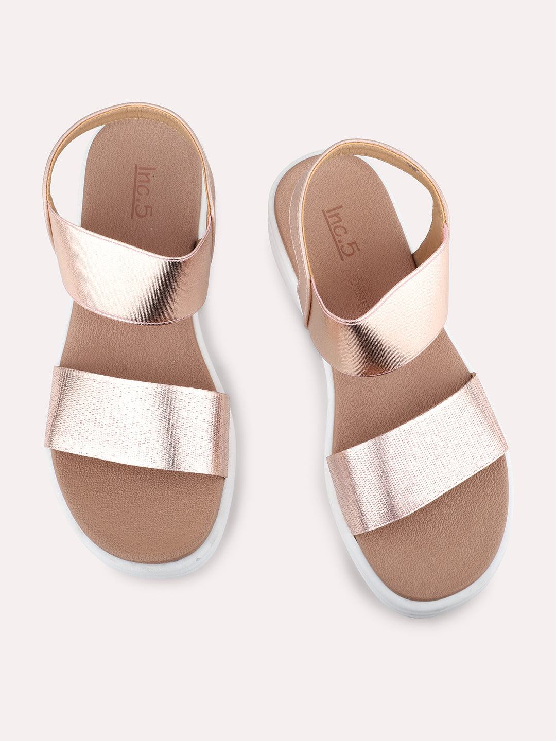 Womens Rose Gold Party Wear Solid Round Toe Wedge Heels