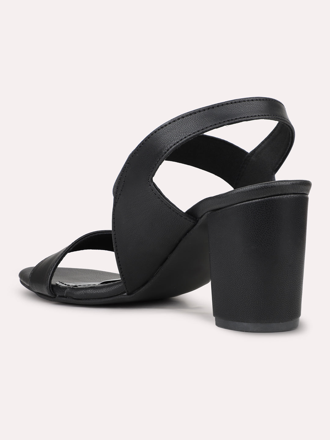 Womens Black Party Wear Solid Square Toe Sandals