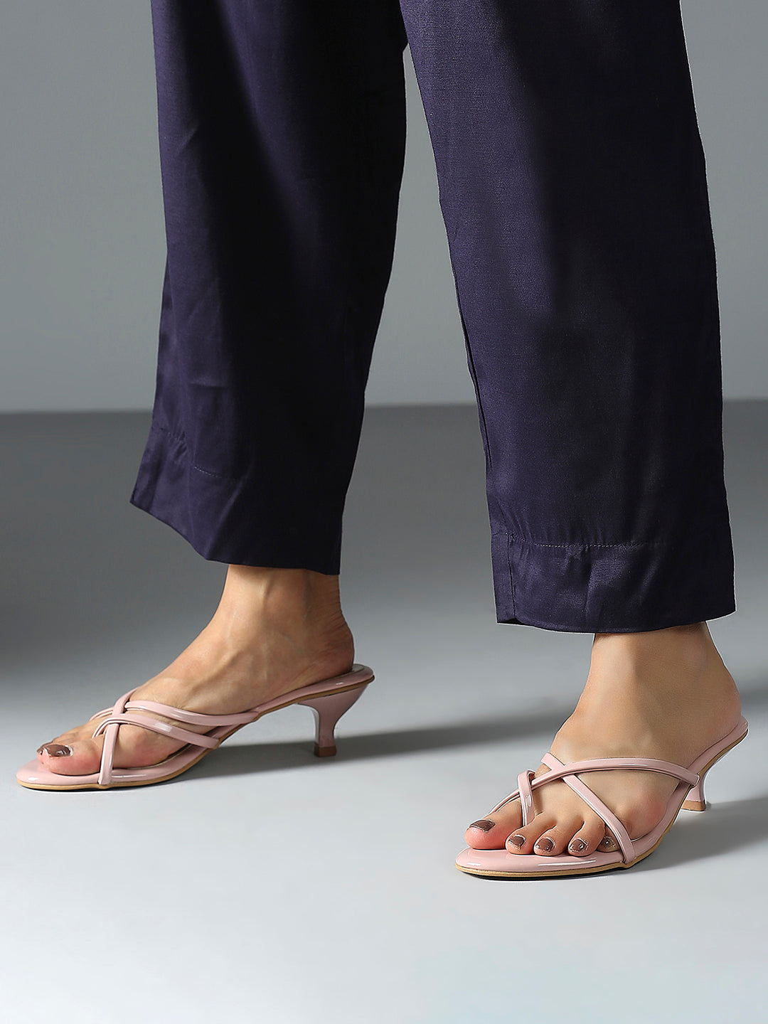 Womens Peach Casual Strappy Open toe Kitten Heels