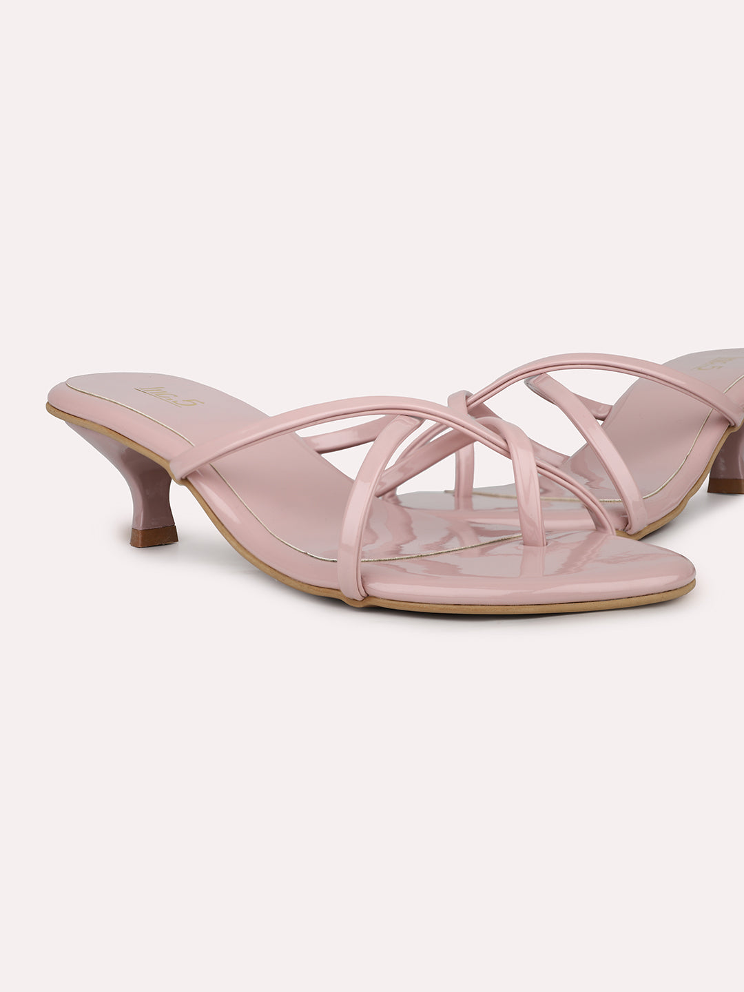 Womens Peach Casual Strappy Open toe Kitten Heels