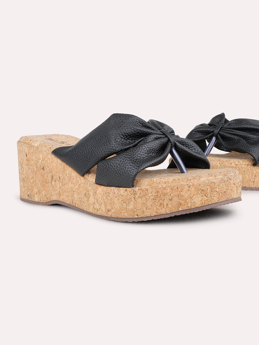 Womens Black Party Wear Solid Wedge Heels