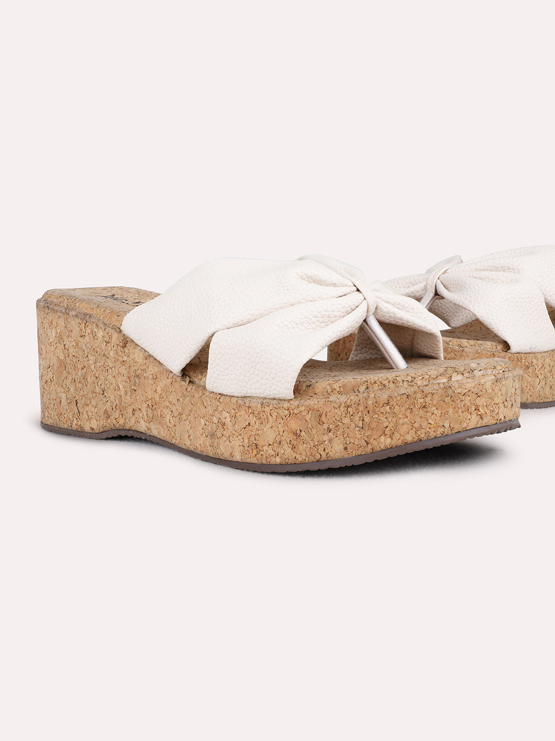 Womens Cream Party Wear Solid Wedge Heels