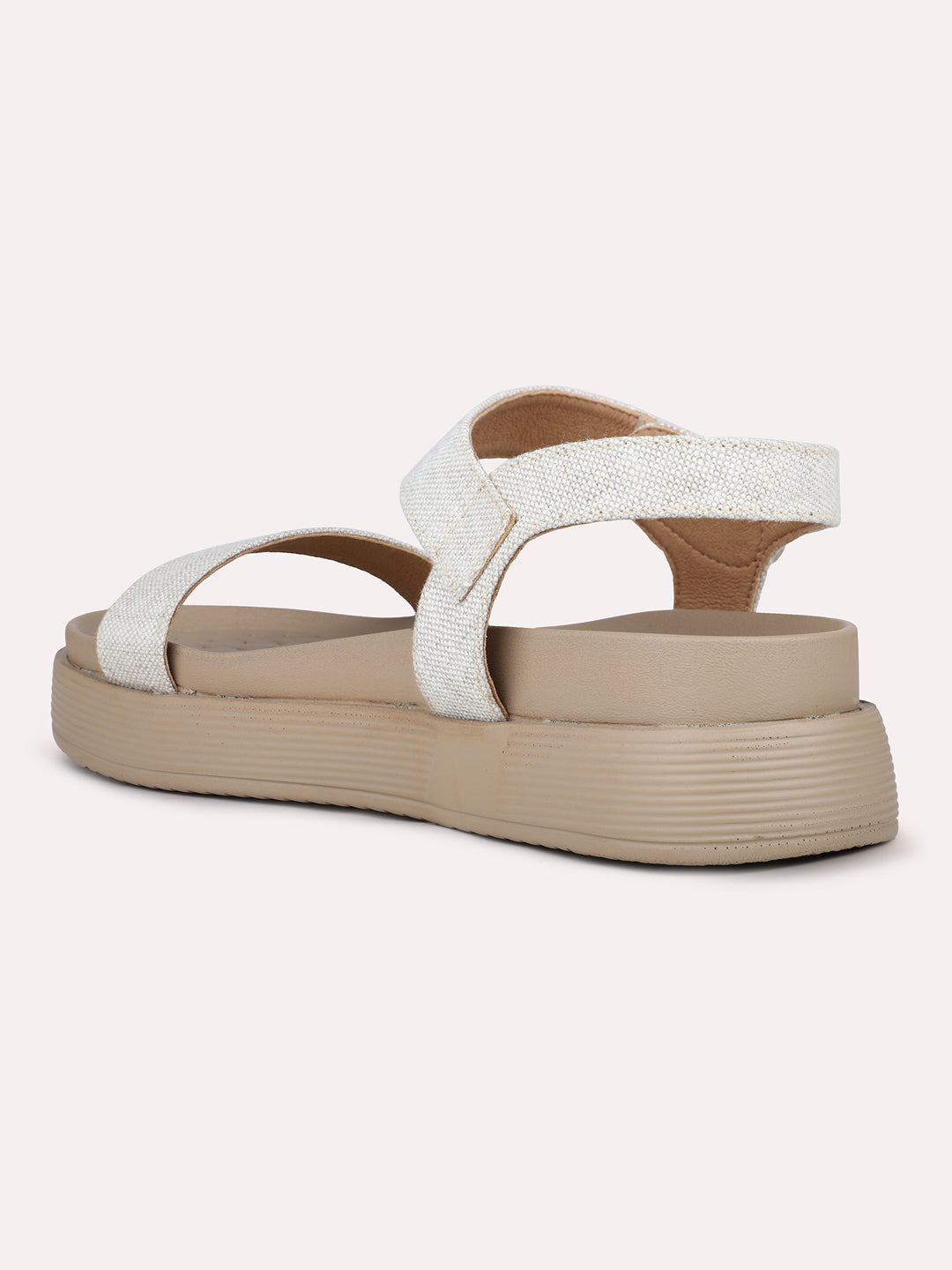 Womens Cream Casual Open toe Flatform Heel Sandals