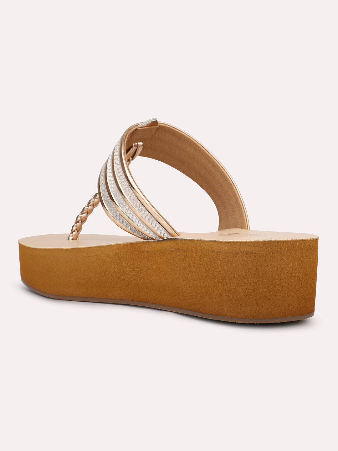 Womens Rose Gold Casual Solid Round Toe Sandals