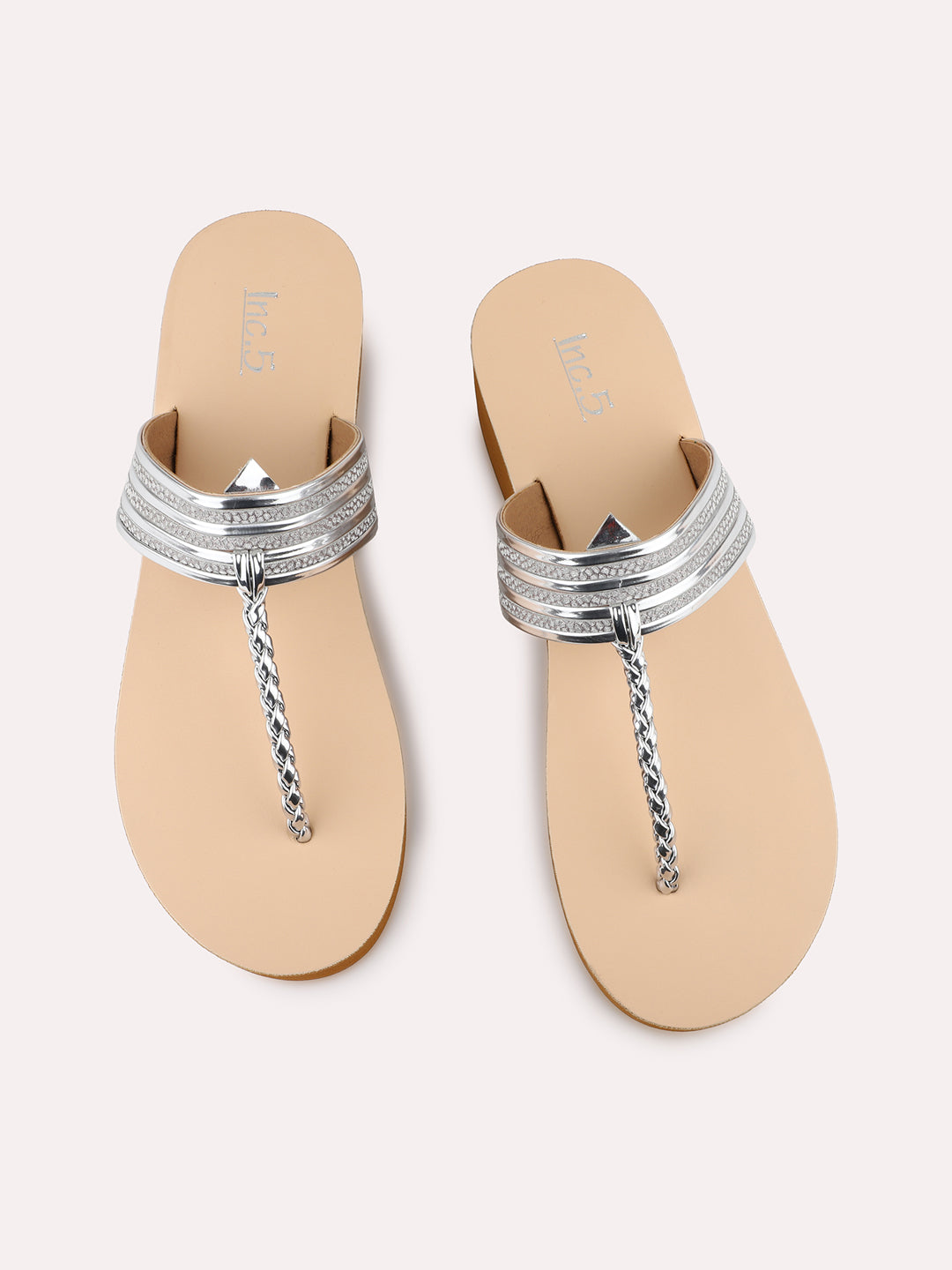 Womens Silver Casual Solid Round Toe Sandals