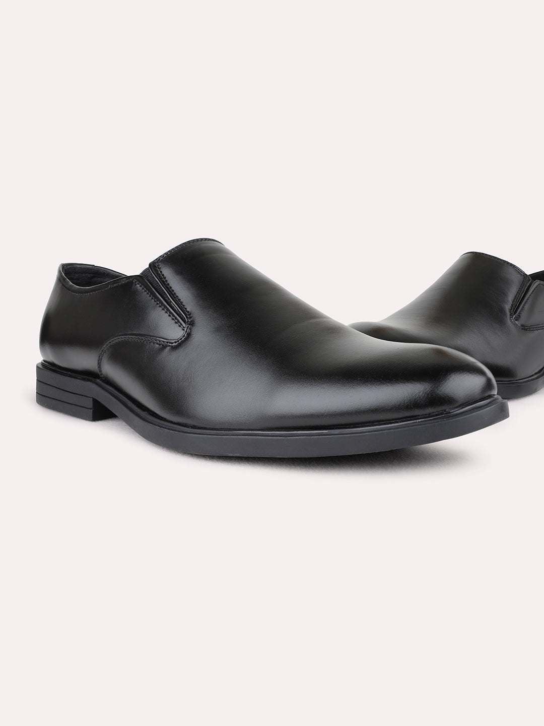 Mens Black Casual Solid Pointed Toe Moccasin Shoes