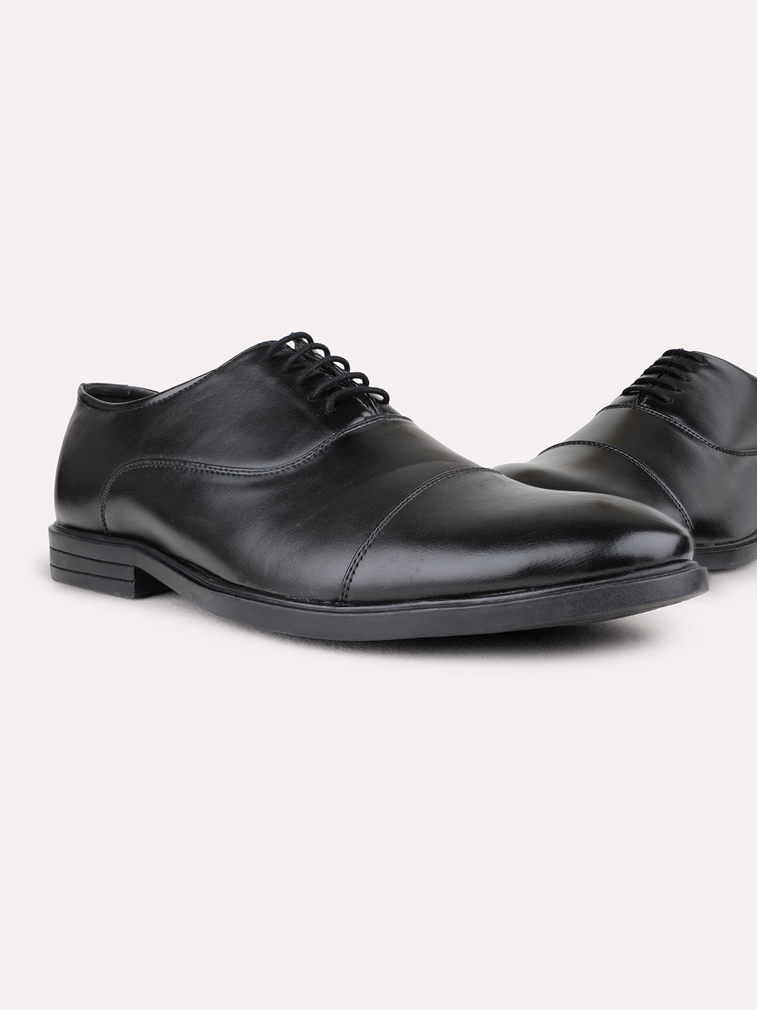 Mens Black Formal Solid Pointed Toe Derby Shoes