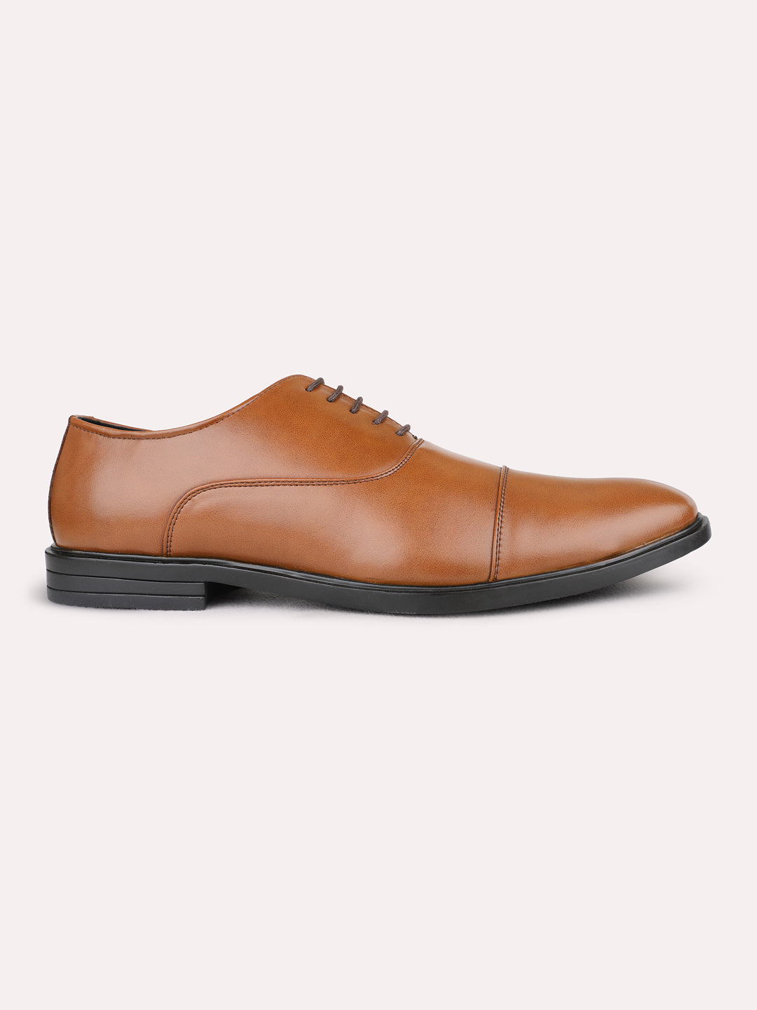 Mens Tan Formal Solid Pointed Toe Derby Shoes