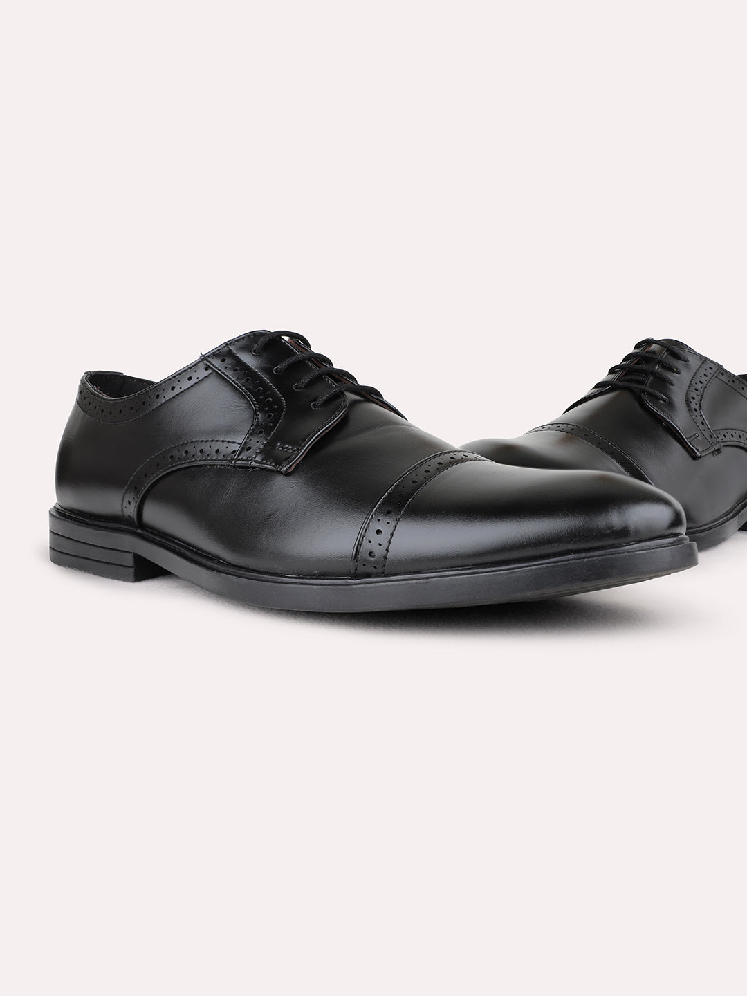 Mens Black Formal Solid Pointed Toe Derby Shoes
