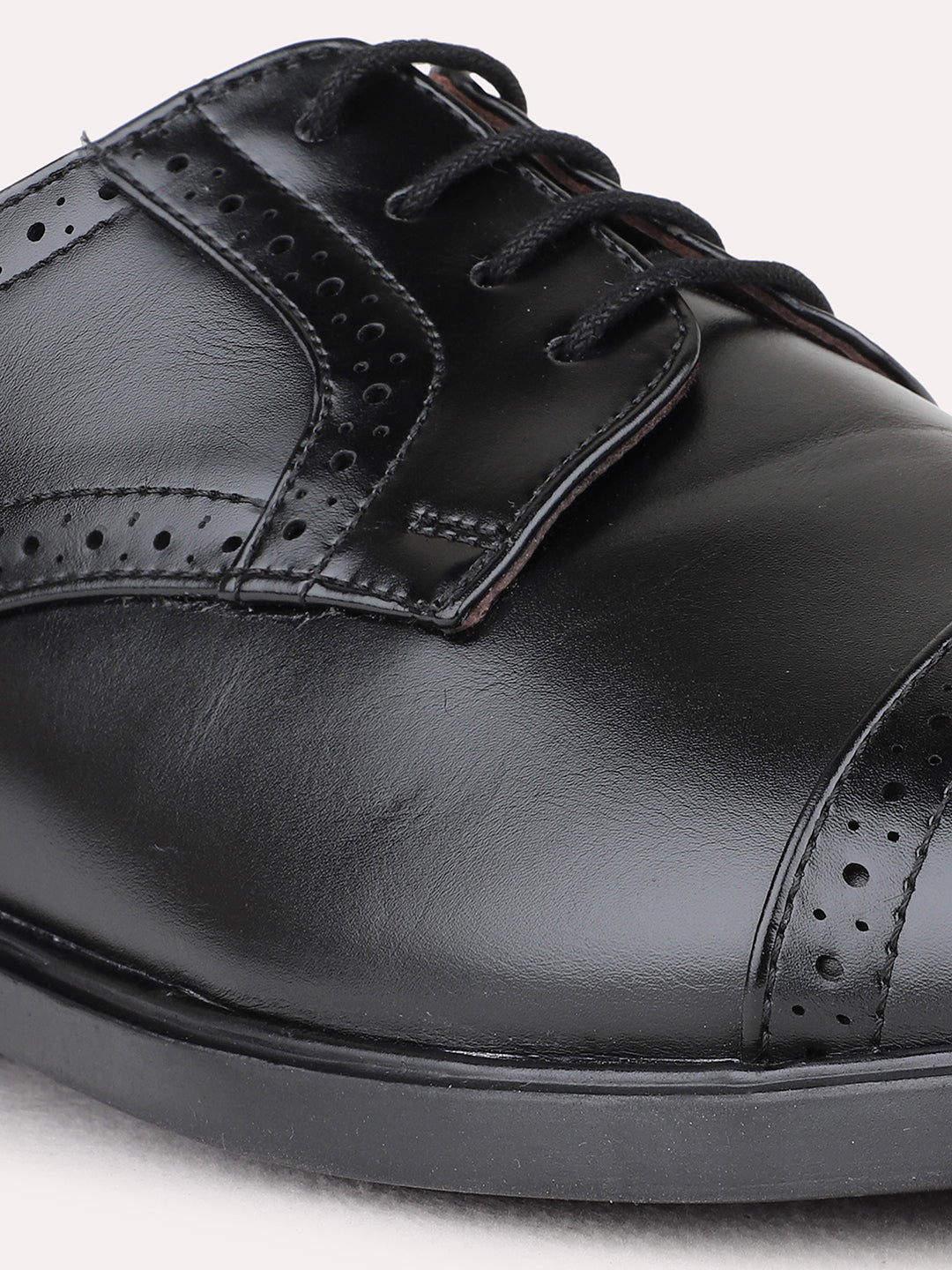 Mens Black Formal Solid Pointed Toe Derby Shoes