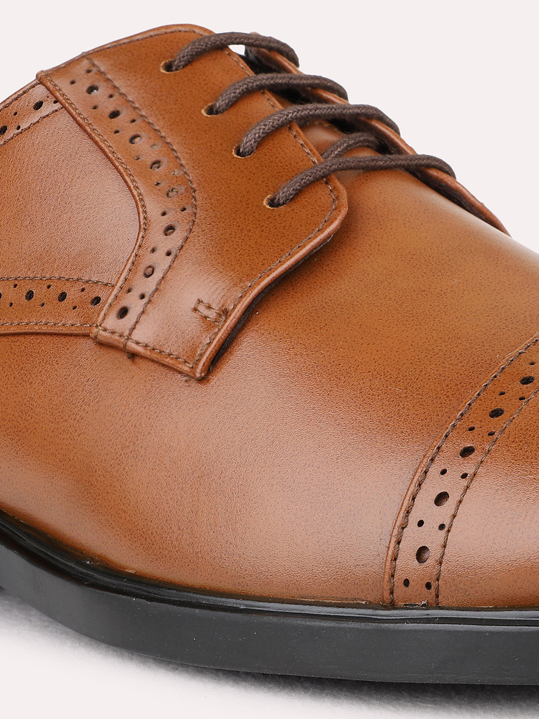 Mens Tan Formal Solid Pointed Toe Derby Shoes