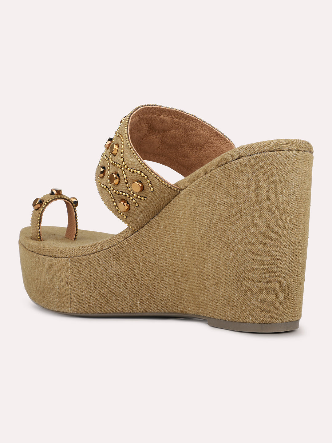 Women Chikoo Casual One Toe Block Heel Sandal