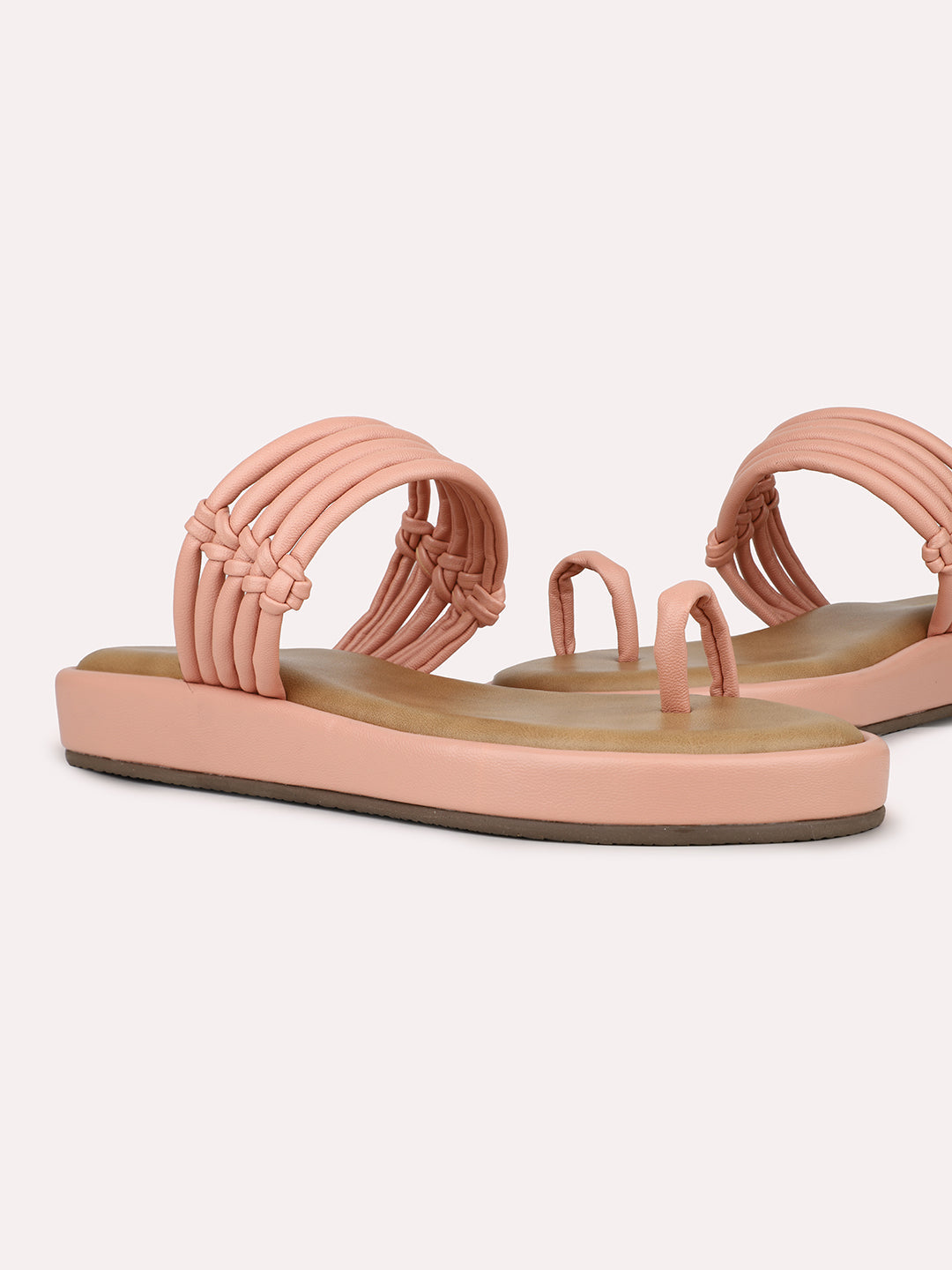 Womens Peach Casual Solid Round Toe Sandals