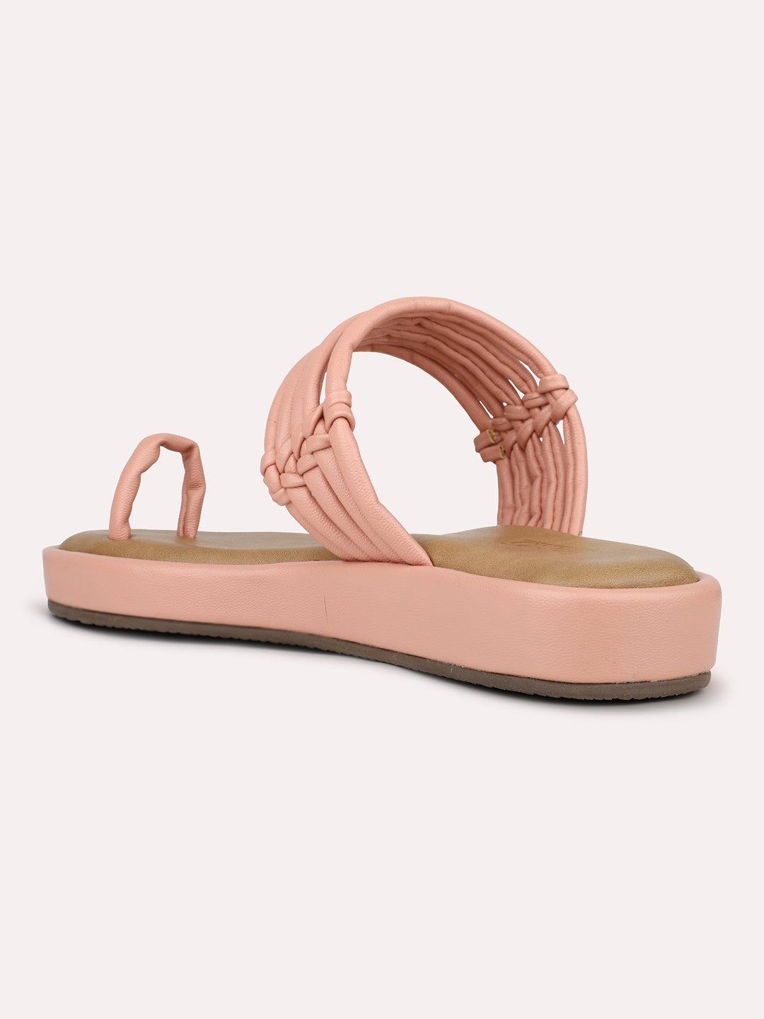 Womens Peach Casual Solid Round Toe Sandals