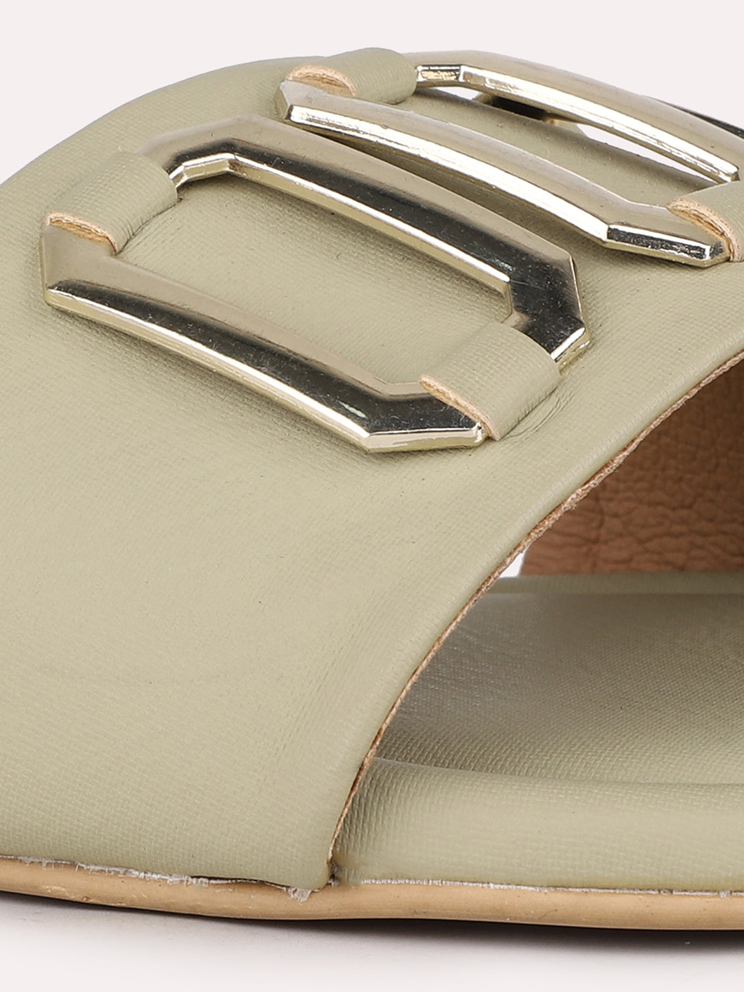 Women Green Casual Solid Open Toe Flats Slip-On Sandals