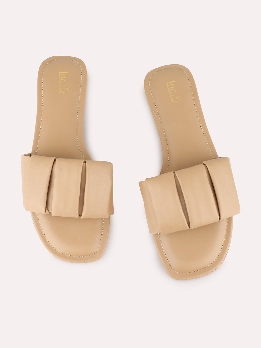 Womens Beige Casual Solid Open Toe Flats