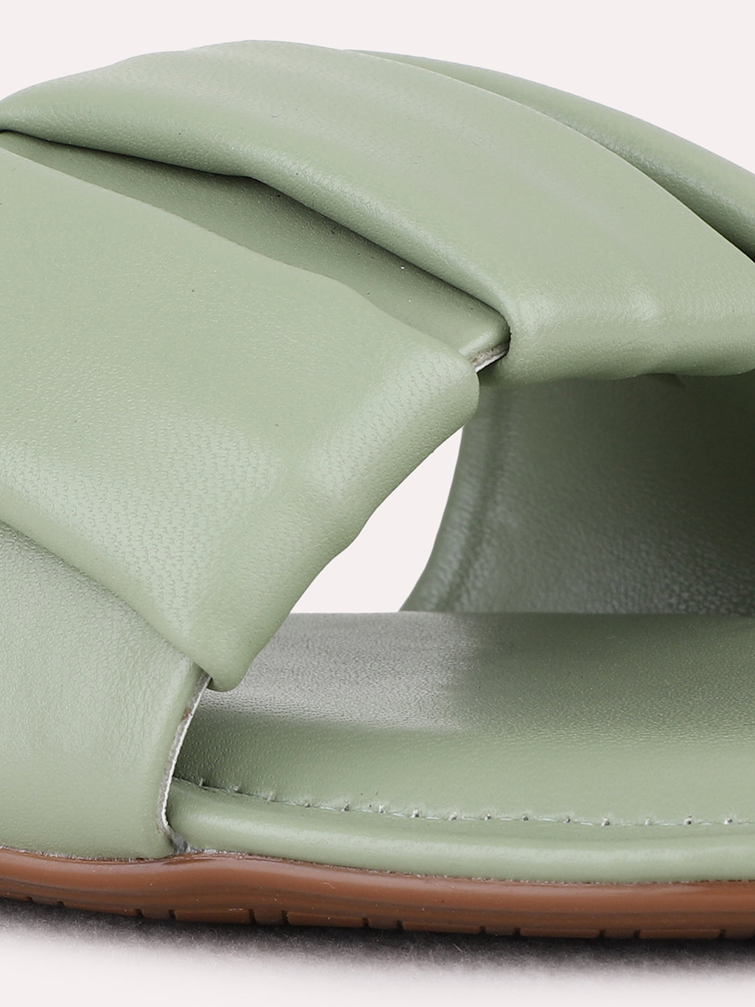 Womens Green Casual Solid Open Toe Flats