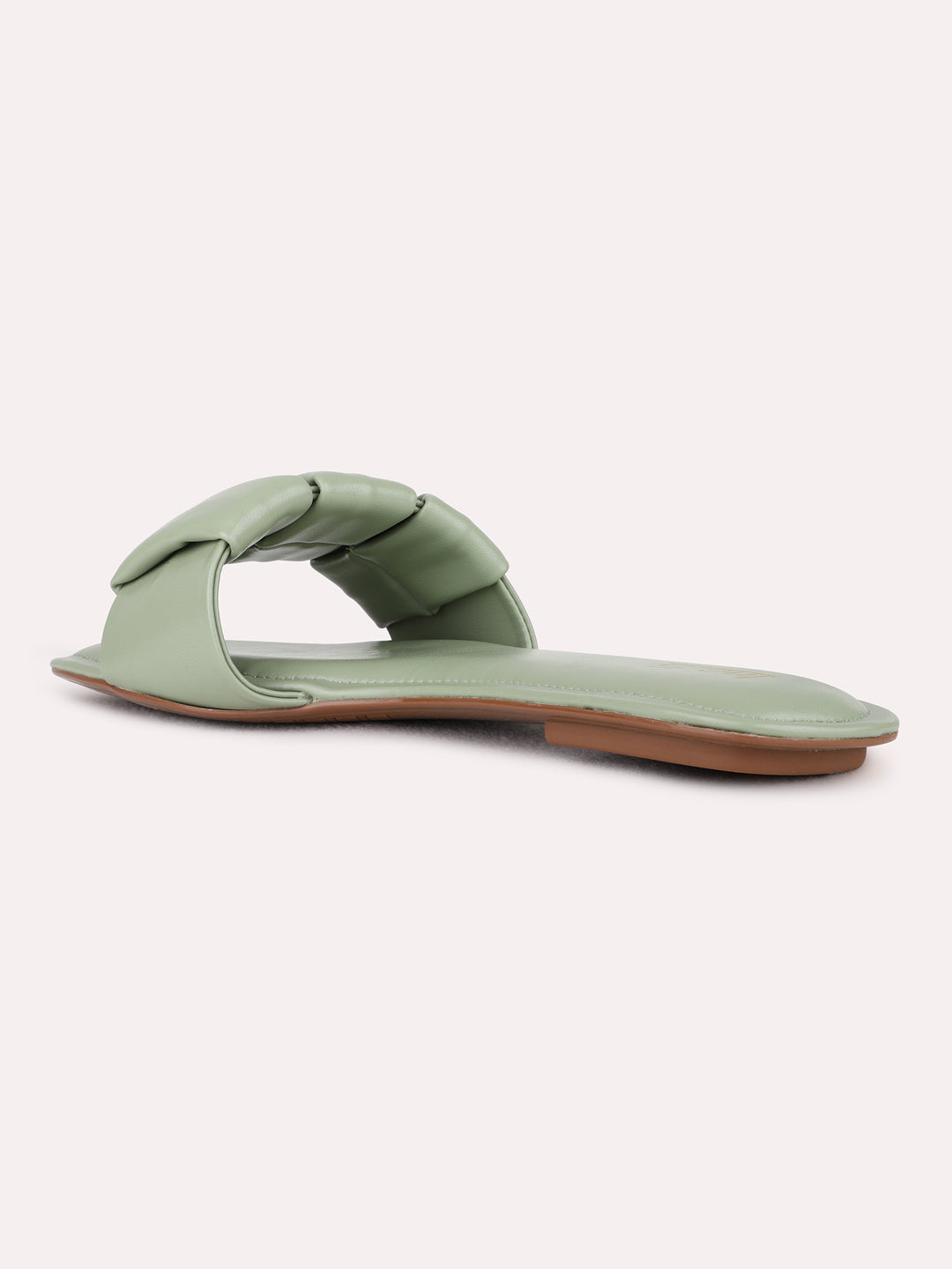 Womens Green Casual Solid Open Toe Flats