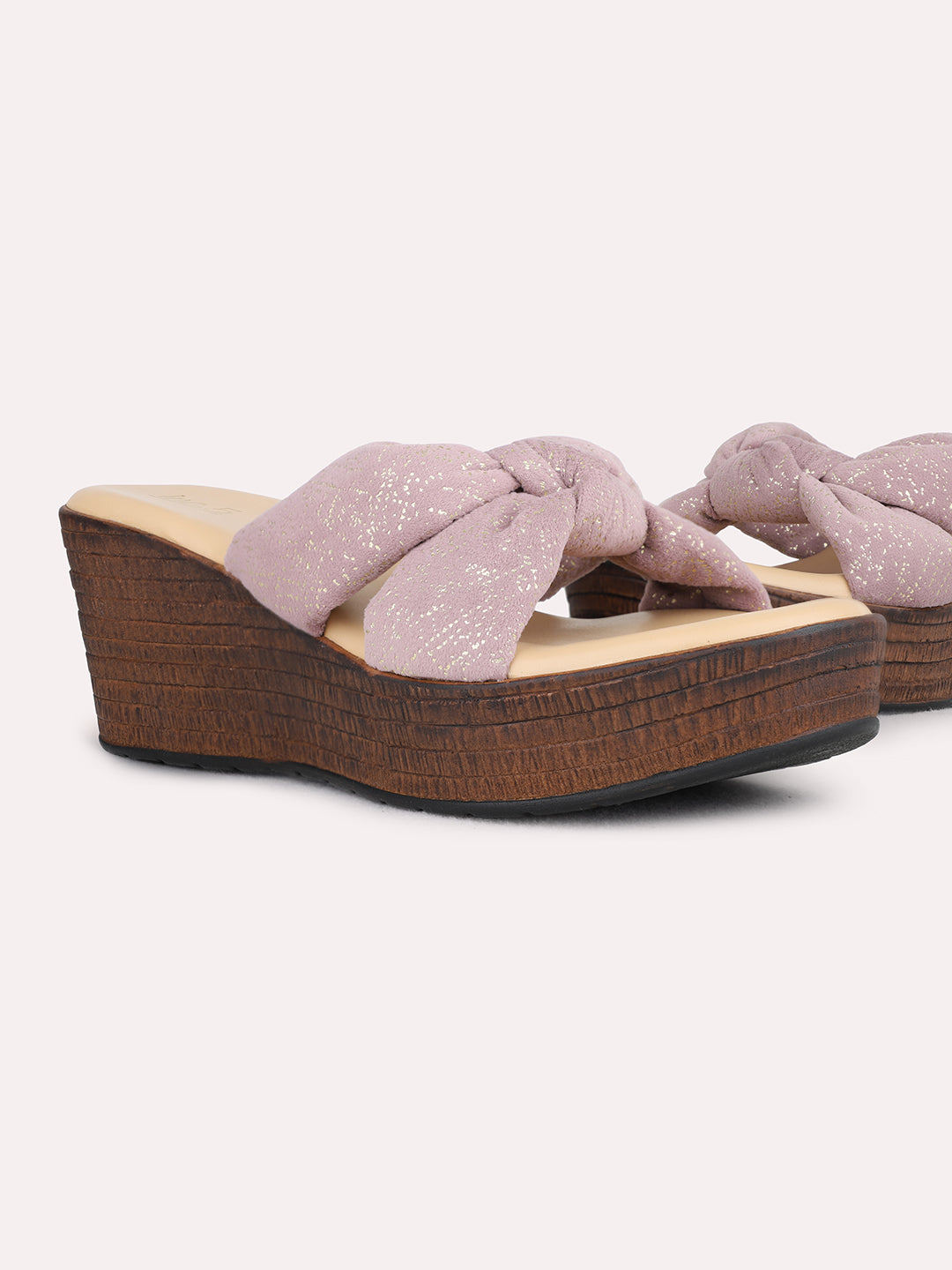 Womens Pink Party Wear Solid Wedge Heel Sandals